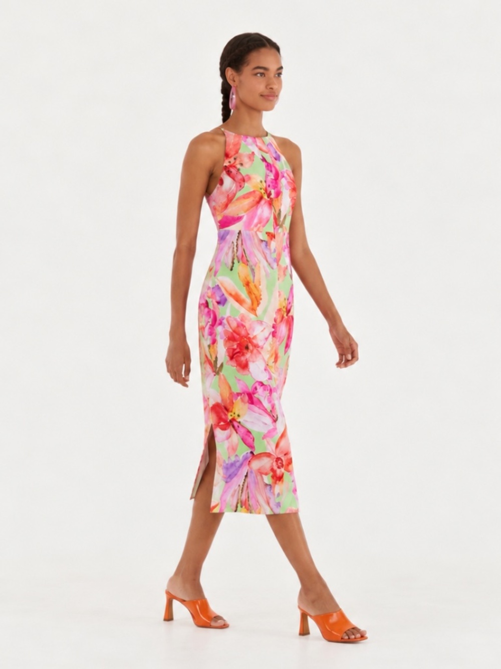 NWT FARM Rio Artsy Flora Euroflax Linen Midi Dress XXS